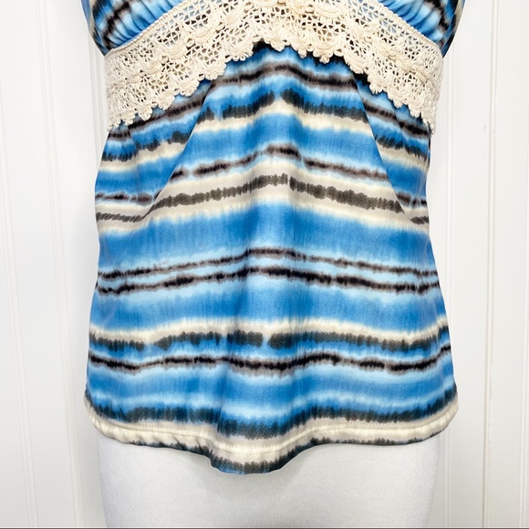 MAGIC BRA Tie Dye & Crochet Swimsuit Halter Top L - Picture 3 of 11